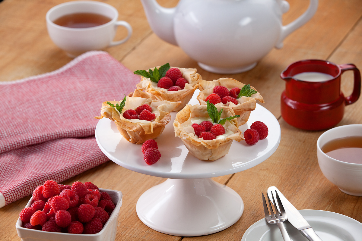 Phyllo Cups with Berries and Custard Sauce